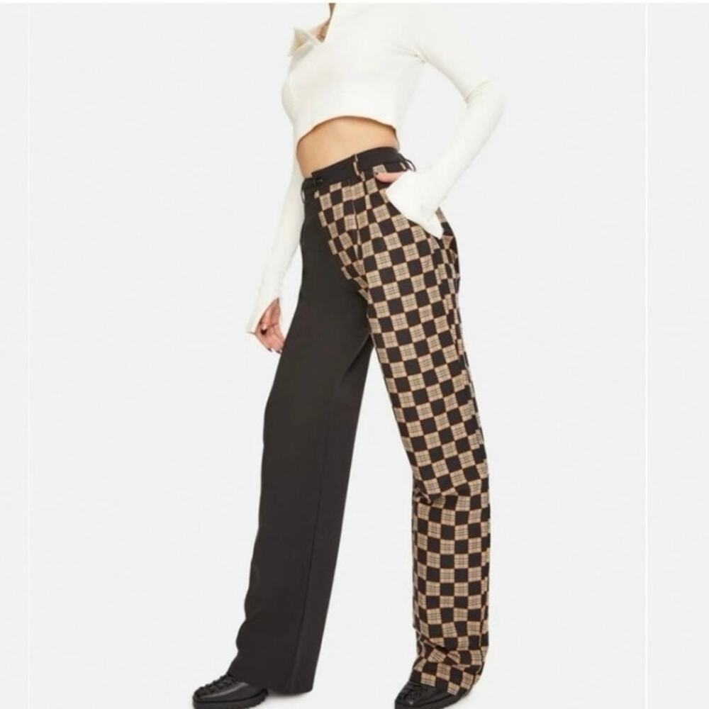 The Kript Split Tone Clyde Black & Plaid Pants size XS
